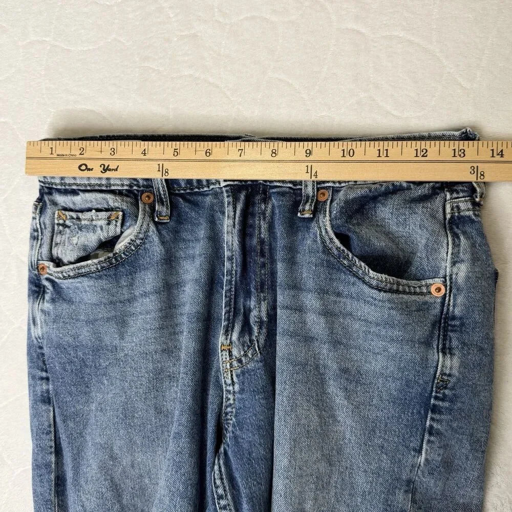 GAP '90s Loose Mid Rise Distressed Ripped Raw Hem Jeans Light Wash Women's 24 00